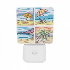 Night Light Set Of 2, A Series Of Four Pictures Of A Beach With Umbrellas And Chairs. -Nuas Diy Shop 0df3166364c769c9ebc2bbb6e1d13b613124a1fc