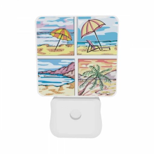 Night Light Set Of 2, A Series Of Four Pictures Of A Beach With Umbrellas And Chairs. -Nuas Diy Shop 0df3166364c769c9ebc2bbb6e1d13b613124a1fc