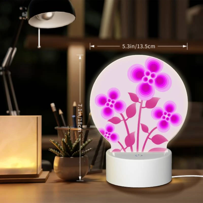 Round Acrylic Night Light, A bouquet of pink flowers with purple petals. Round Acrylic Night Light, A Bouquet Of Pink Flowers With Purple Petals. -Nuas Diy Shop 0ea378e1c69f641968f317ab2da552fcd282464a