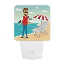 Night Light, A Man Wearing Sunglasses And A Red Shirt Stands On A Beach Next To A Beach Chair. -Nuas Diy Shop 0eb75d3e0a59097c7837d7e8fe0056fa43d9e889