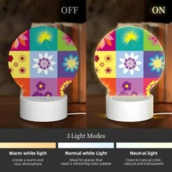 Round Acrylic Night Light, A Colorful Collage Of Flowers In Different Colors. 4 Round Acrylic Night Light, A Colorful Collage Of Flowers In Different Colors. -Nuas Diy Shop 0f84c8fa7f8e09520dd6b507d27f0ff4254a9a56