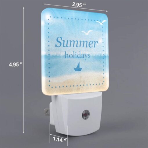 Night Light Set Of 2, A Blue And White Postcard With A Sailboat On It And The Words "Summer Holidays" Written On It. -Nuas Diy Shop 0fad53bba4cd7665029335e788715f1b725f843a
