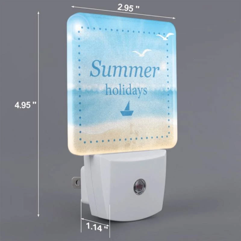 Night Light Set of 2, A blue and white postcard with a sailboat on it and the words "Summer Holidays" written on it. Night Light Set Of 2, A Blue And White Postcard With A Sailboat On It And The Words "Summer Holidays" Written On It. -Nuas Diy Shop 0fad53bba4cd7665029335e788715f1b725f843a
