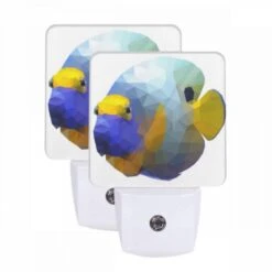 Night Light Set Of 2, A Blue And Yellow Fish With A Black Nose.