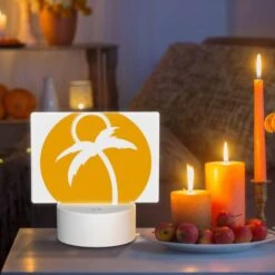 Rectangular Acrylic Night Light, A Yellow Circle With A Palm Tree In It. -Nuas Diy Shop 105ba190ad6a12e32066b059b6ffaf523f14ca2c