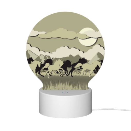 Round Acrylic Night Light, A Group Of Horses Running In A Field. -Nuas Diy Shop 10c4b4e121ca3a3f50d94b96dc5d4b33dc23a9e6