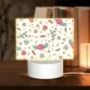 Rectangular Acrylic Night Light, A Pattern Of Flowers And Stars With A Pink Rose In The Center. -Nuas Diy Shop 1103d00ae660173e0584545ab5d9c794c834ed2a