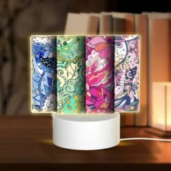 Rectangular Acrylic Night Light, Four Different Colored Designs Of A Bird.