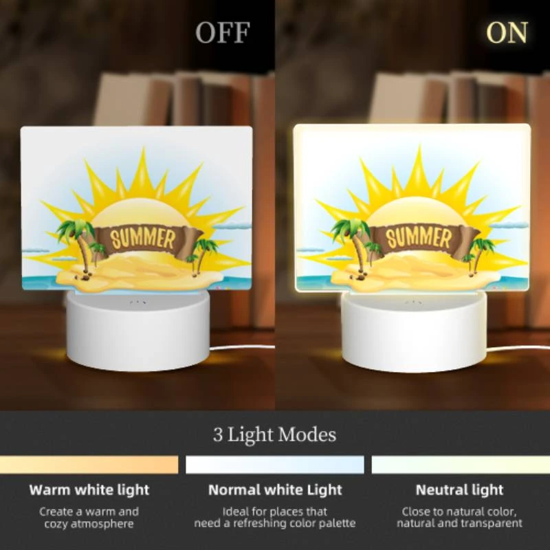 Rectangular Acrylic Night Light, A sunny day at the beach with a sign that says "Summer". Rectangular Acrylic Night Light, A Sunny Day At The Beach With A Sign That Says "Summer". -Nuas Diy Shop 1186eed41b0d3e63013f2c927558b3d2edd0bab2