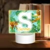 Rectangular Acrylic Night Light, A Colorful Image Of A Tiger And A Palm Tree With The Letter S In The Middle. -Nuas Diy Shop 118e86c77cd9a39b6cba03535ad749a53980c938