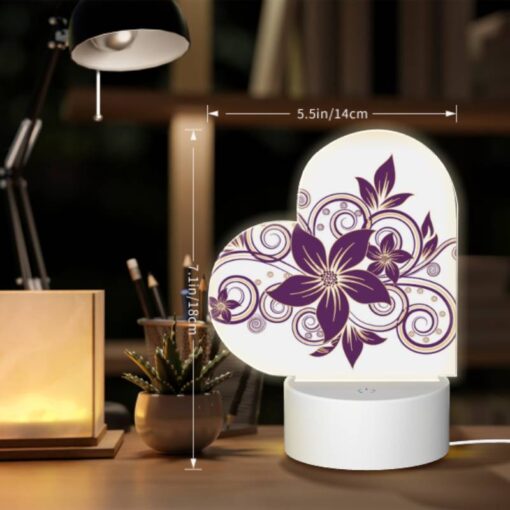 Love Acrylic Night Light, A Purple Flower With A Gold Swirl Around It. -Nuas Diy Shop 11a255828bb6b69902d13a3831514a842ad34185
