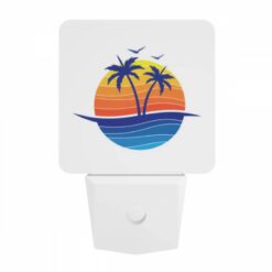 Night Light, A Blue And Orange Logo Of A Beach With Palm Trees. -Nuas Diy Shop 125c7b7d2130c886d36b03be5bea94cb9ac98c3f