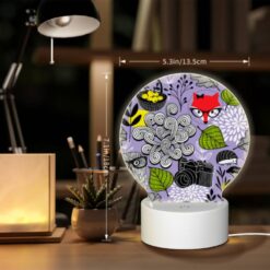 Round Acrylic Night Light, A Colorful And Whimsical Design Featuring A Fox -Nuas Diy Shop 1274181bbafee01f3764ba2c75babe9b531dc1e7