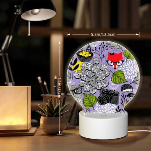 Round Acrylic Night Light, A Colorful And Whimsical Design Featuring A Fox -Nuas Diy Shop 1274181bbafee01f3764ba2c75babe9b531dc1e7