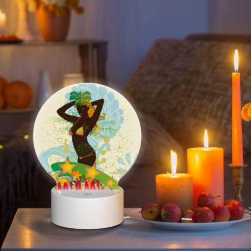 Round Acrylic Night Light, A Woman Wearing A Grass Skirt And A Star Headband Is Posing For A Picture. -Nuas Diy Shop 12a686e7ed623aefdba70fb12b22d6232e667a01