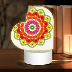 Love Acrylic Night Light, A Colorful Flower With Green And Orange Colors.