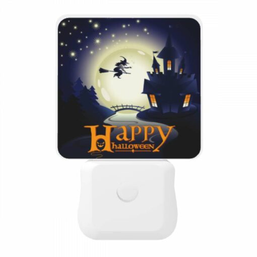 Night Light, A Witch On A Broom Flies Over A Castle During A Halloween Celebration. -Nuas Diy Shop 135cea2d019e524e7359b3dc64278ce573c1ff8d