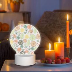 Round Acrylic Night Light, A Colorful Floral Pattern With Hearts And Flowers. -Nuas Diy Shop 1392fc89d76e9060c686f8e9ab8348bfc9549d32
