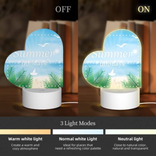 Love Acrylic Night Light, A Picture Of A Beach With A Boat And A Seagull Flying Over The Water. -Nuas Diy Shop 141086186d6a0055c9be633f903ffcc77d947342