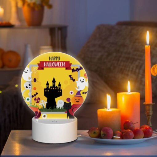 Round Acrylic Night Light, A Colorful Halloween Scene With A Castle -Nuas Diy Shop 1438f50e10efa9871ab3510c3fca67b64d629874