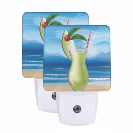 Night Light Set Of 2, A Green Drink With A Red Cherry On Top And A Straw In It. -Nuas Diy Shop 1483b71897d3c3a1a1c299780c1b7f5ce163823b