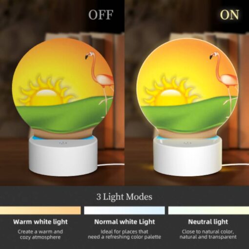 Round Acrylic Night Light, A Pink Flamingo Stands On A Green Hillside -Nuas Diy Shop 149c5da50ddc0cf81e51e925660ea08015c30063
