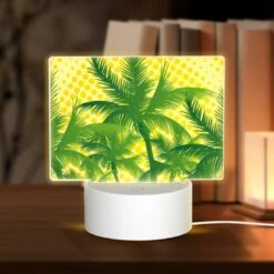 Rectangular Acrylic Night Light, A Bunch Of Palm Trees With Yellow Polka Dots.