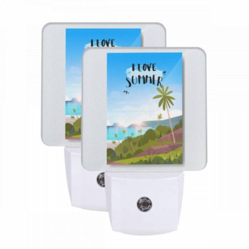 Night Light Set Of 2, A Colorful Poster With A Beach Scene And The Words "I Love Summer". -Nuas Diy Shop 158d576a4dcb88a2bc5abc3b6193b76907b5cb46
