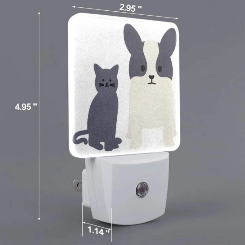 Night Light, A black cat and a black and white dog standing next to each other. Night Light, A Black Cat And A Black And White Dog Standing Next To Each Other. -Nuas Diy Shop 15d3e19a0ad31c35fa009985e9eaa6959d23be56