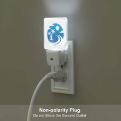 Night Light, A Blue And White Logo Of A Sun And Palm Tree. -Nuas Diy Shop 15d4e8b8b977fec8b67cf2308647a4bb91715821