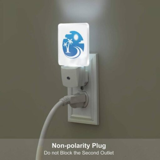 Night Light, A Blue And White Logo Of A Sun And Palm Tree. -Nuas Diy Shop 15d4e8b8b977fec8b67cf2308647a4bb91715821