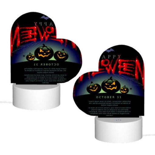 Love Acrylic Night Light, A Poster With Three Pumpkins And The Words "Happy Halloween" Written On It. -Nuas Diy Shop 160398230225401665cdadaf60d16f7cbe3b8ecc