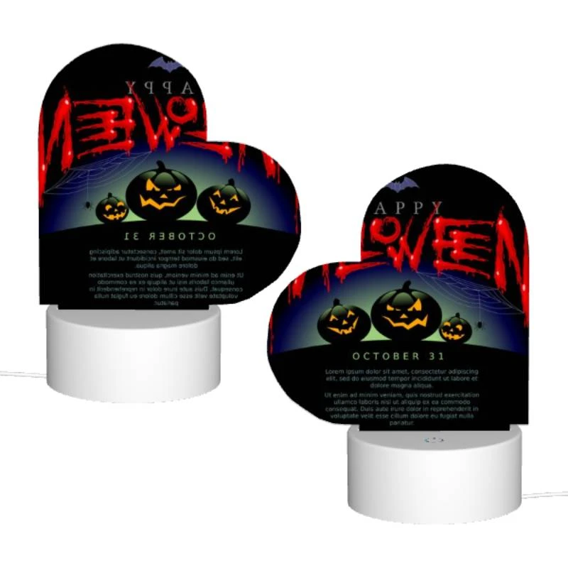 Love Acrylic Night Light, A poster with three pumpkins and the words "Happy Halloween" written on it. Love Acrylic Night Light, A Poster With Three Pumpkins And The Words "Happy Halloween" Written On It. -Nuas Diy Shop 160398230225401665cdadaf60d16f7cbe3b8ecc