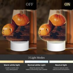Love Acrylic Night Light, A Pumpkin With A Face Drawn On It Sits On A Table With Other Pumpkins. -Nuas Diy Shop 16093bf4fccbe64185825d0a82cdc9b98586adc3