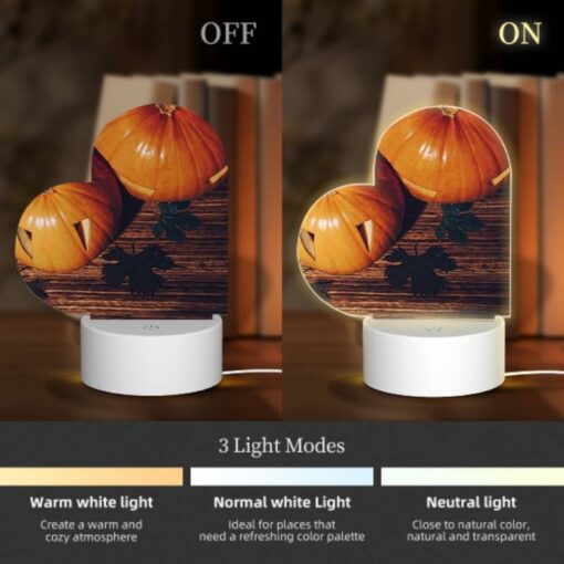 Love Acrylic Night Light, A Pumpkin With A Face Drawn On It Sits On A Table With Other Pumpkins. -Nuas Diy Shop 16093bf4fccbe64185825d0a82cdc9b98586adc3