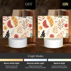 Rectangular Acrylic Night Light, A Collection Of Leaves And Flowers In Various Colors. -Nuas Diy Shop 166c5272d0132cb72feef3531afa7369aa7b8a33