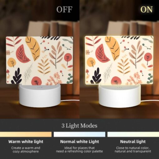 Rectangular Acrylic Night Light, A Collection Of Leaves And Flowers In Various Colors. -Nuas Diy Shop 166c5272d0132cb72feef3531afa7369aa7b8a33