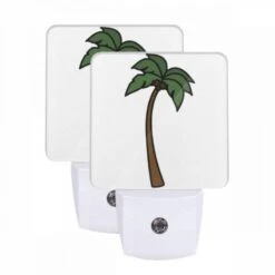 Night Light Set Of 2, A Cartoon Drawing Of A Palm Tree.