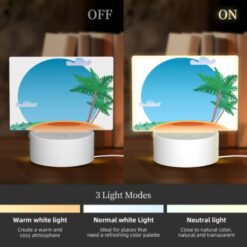 Rectangular Acrylic Night Light, A Palm Tree Is On A Beach With A Blue Sky And Clouds In The Background. -Nuas Diy Shop 173afc491c19a97ae874bfb6af3cde7bdbb4a06e