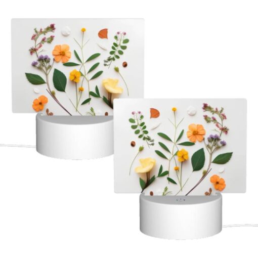 Rectangular Acrylic Night Light, A Collection Of Flowers And Leaves On A White Background. -Nuas Diy Shop 17e7be8bfe305be12919ffec6cd6791f9cc04494