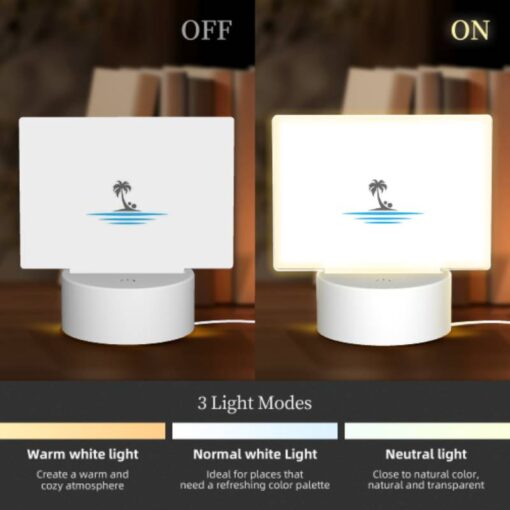 Rectangular Acrylic Night Light, A Simple Logo Of A Palm Tree On A Beach. -Nuas Diy Shop 1822f90f72ee7b1c108bf67bb675f0fcd8b43543