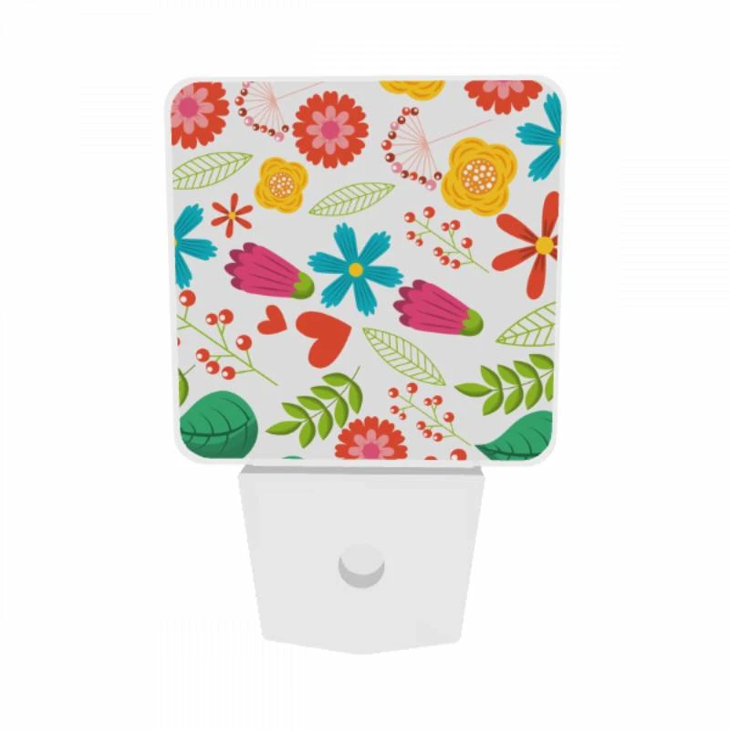 Night Light Set of 2, A colorful flower pattern with hearts and leaves. Night Light Set Of 2, A Colorful Flower Pattern With Hearts And Leaves. -Nuas Diy Shop 184b2665e001e138bfddb44294147c2668c58656