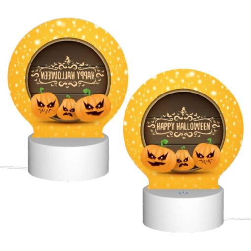 Round Acrylic Night Light, Three Pumpkins With Scary Faces On Them. -Nuas Diy Shop 186bf777a4d5a3974cc339d88ffc5368f48a1ee3