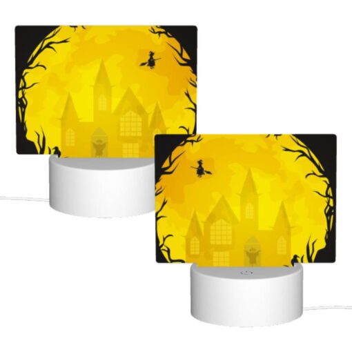 Rectangular Acrylic Night Light, A Skeleton Is Sitting In Front Of A Haunted House. -Nuas Diy Shop 18a81a2658d3bf6155cb858a21ea6799d7d2dbe7