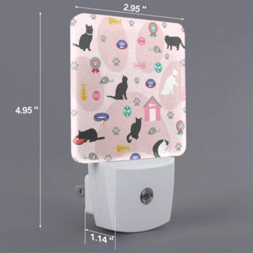 Night Light Set Of 2, A Cat Is Laying On A Pink Surface With A Cat House In The Background. -Nuas Diy Shop 18a9ba1e98e4609fd60e44e06631b4d375192486
