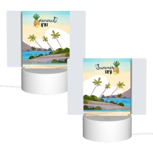 Rectangular Acrylic Night Light, A Colorful Poster Of A Tropical Island With A Pineapple On Top. -Nuas Diy Shop 19372e474af2b366ff8fedca8cf381b3947d9363