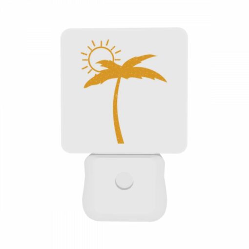 Night Light Set Of 2, A Sunny Day With A Yellow Sun And Two Palm Trees. -Nuas Diy Shop 193d568209494f98598a9672e1812e81bf14a107