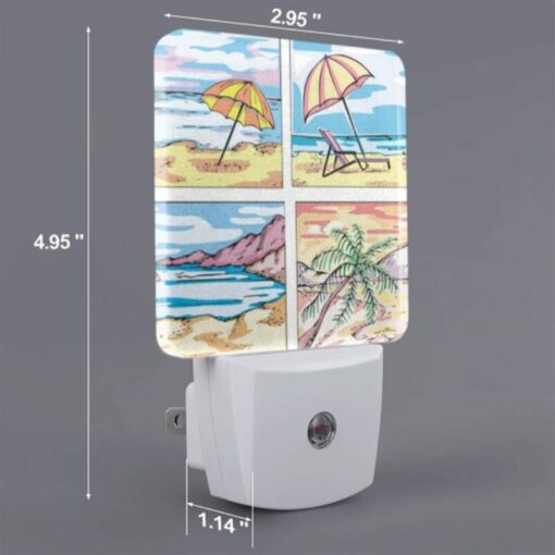 Night Light Set Of 2, A Series Of Four Pictures Of A Beach With Umbrellas And Chairs. -Nuas Diy Shop 194d2c212fe9746f03f5f2e60cc3fde44feb8a23