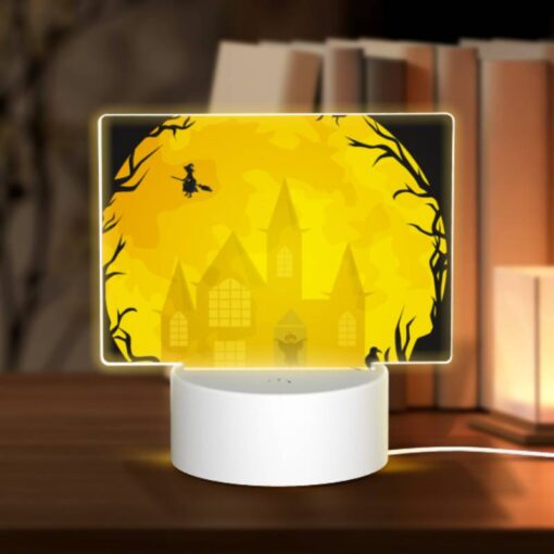 Rectangular Acrylic Night Light, A Skeleton Is Sitting In Front Of A Haunted House. -Nuas Diy Shop 19633ff1c685cdc8e4d1d7fe389269d31979a67b