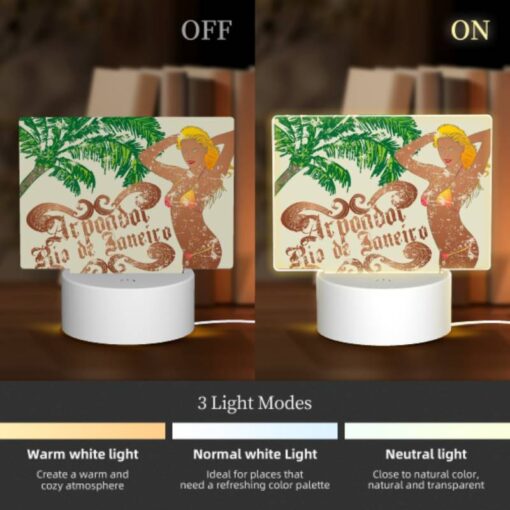 Rectangular Acrylic Night Light, A Woman In A Bikini Is Standing In Front Of A Palm Tree. -Nuas Diy Shop 19dc8461d3ac55fbbfa2bfaf45d25aec9a94e205